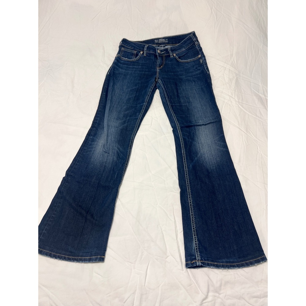 Silver Jeans Co Natsuki Dark Wash Bootcut Denim W28 L31 Mid Rise S-Scroll Pocket